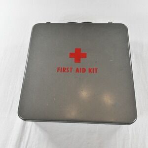 Vintage 1963 USDA United States First Aid Kit Metal Box Retro W/ Content 10x9.5"